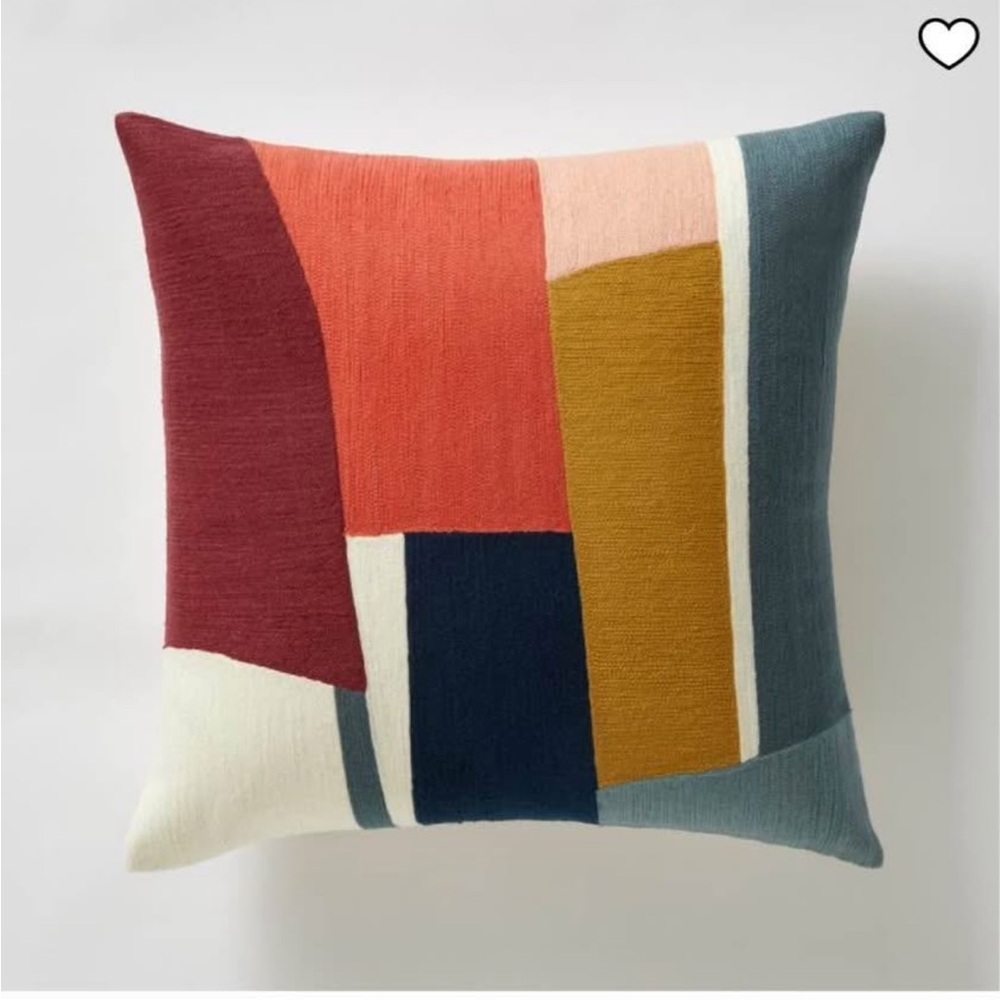 West Elm Crewel Geo Colorful pillow cover. Currently in stores.